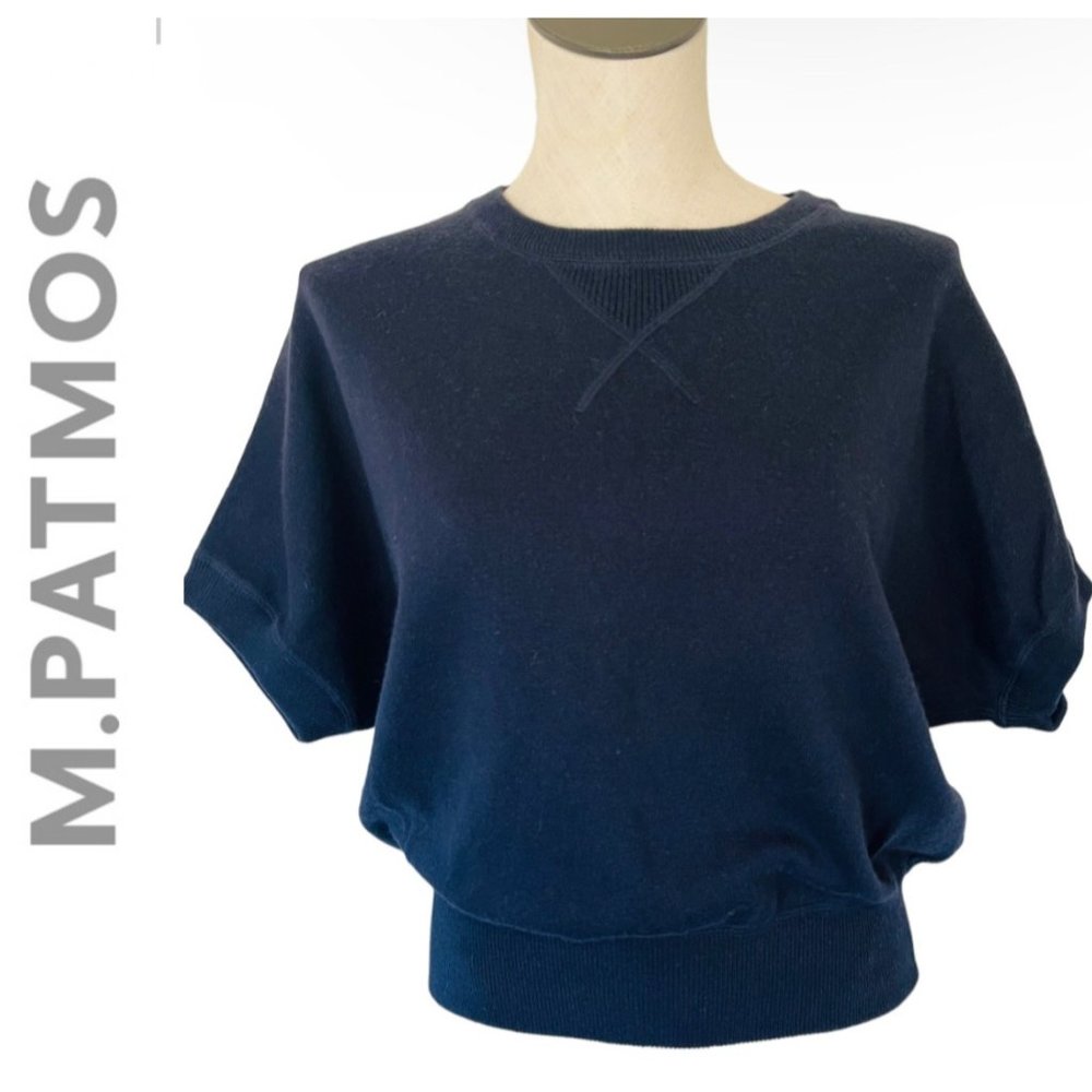 M. PATMOS Wool and Cotton Blend Designer Women's Sweater Top Blue Medium